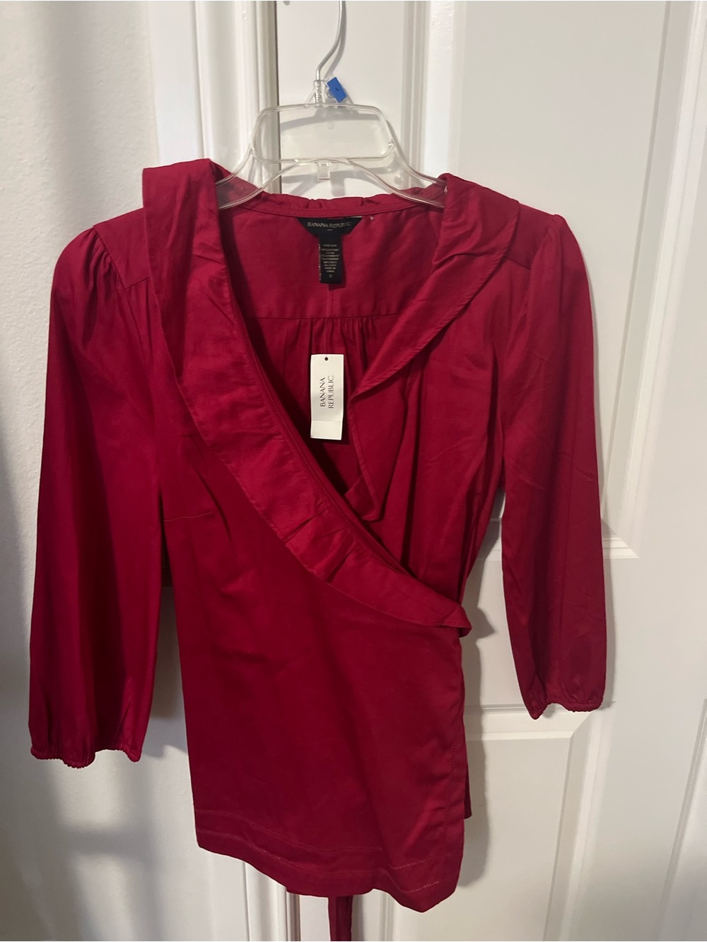 Banana Republic Berry-Red V-Neck Blouse